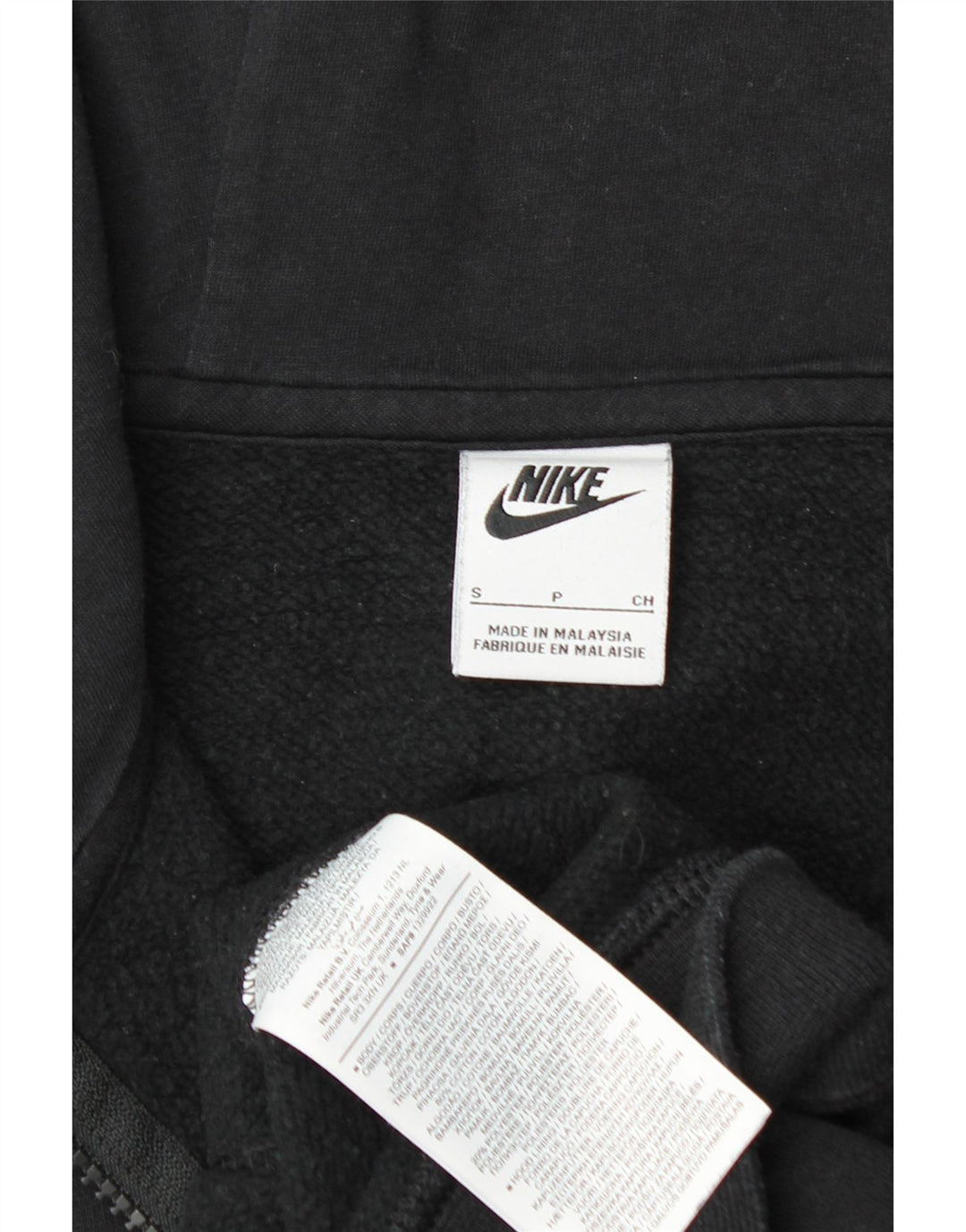 NIKE Sudadera con capucha y cremallera para hombre, talla pequeña, algodón negro
