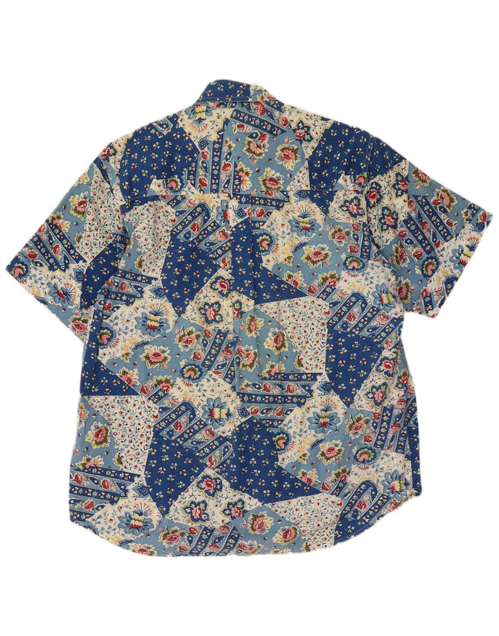 Creativity Camisa de manga corta para mujer UK 10 Small Blue Patchwork Cotton