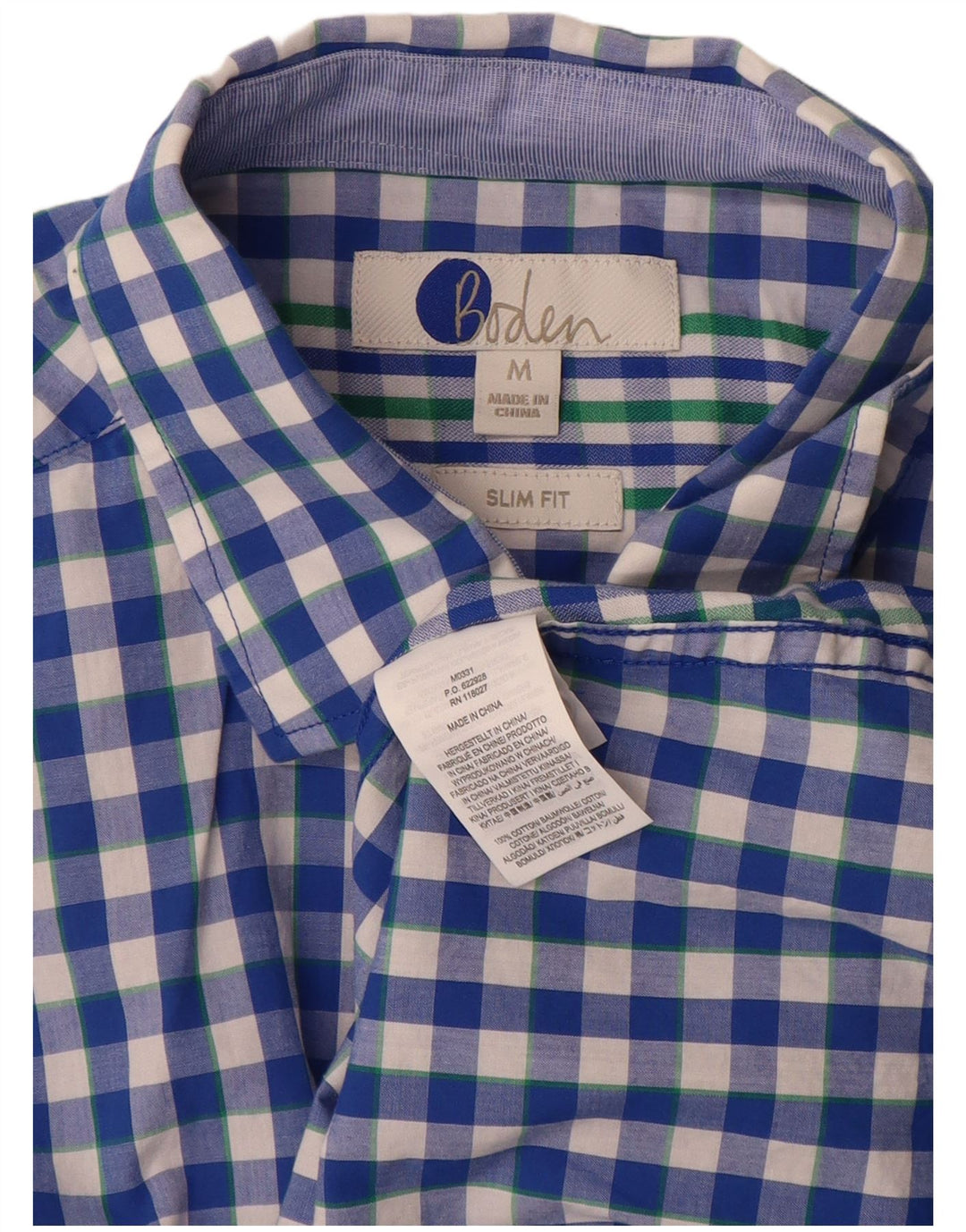 BODEN Hombre Camisa Slim Fit De Algodón A Cuadros Azul Medio