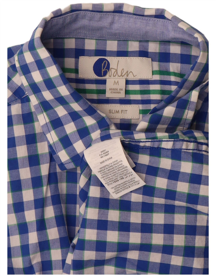 BODEN Hombre Camisa Slim Fit De Algodón A Cuadros Azul Medio