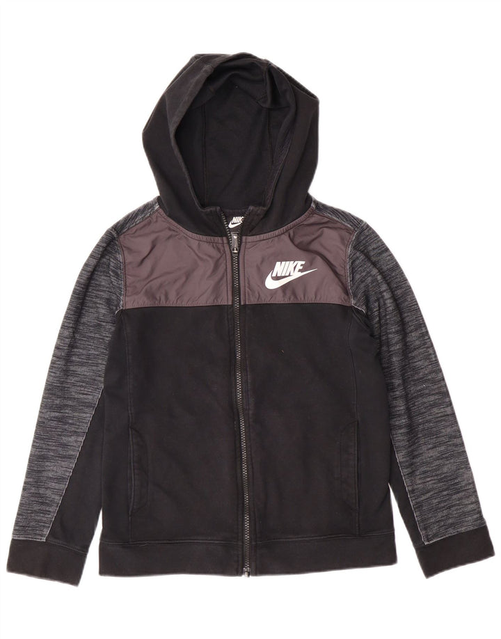 NIKE Sudadera con capucha y cremallera para niños 10-11 años Mediana Algodón color block negro