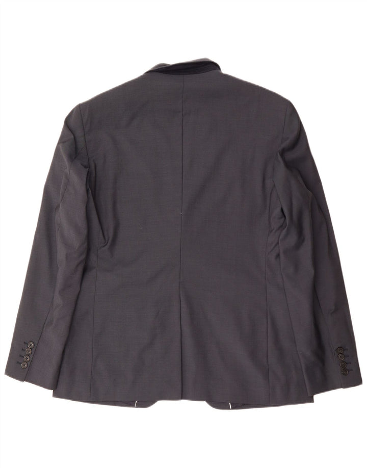 REISS Chaqueta tipo blazer de 1 botón para hombre UK 38 Mediana lana azul marino