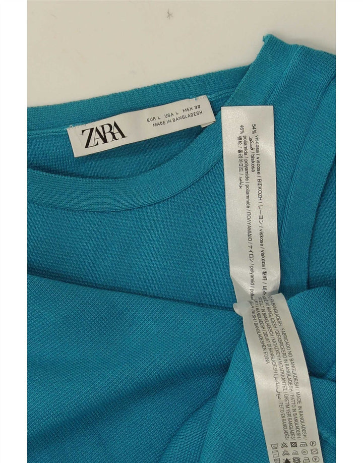 Zara Mujer Crop Vest Top UK 44 Large Viscosa Azul