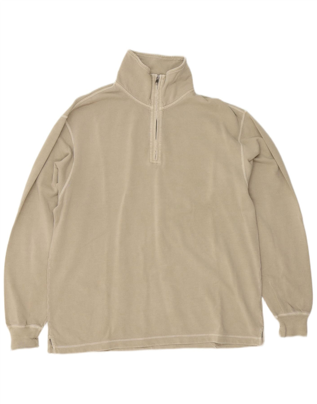 Lands End - Sudadera con cuello y cremallera para hombre, ajuste regular, talla 38/40, color beige medio