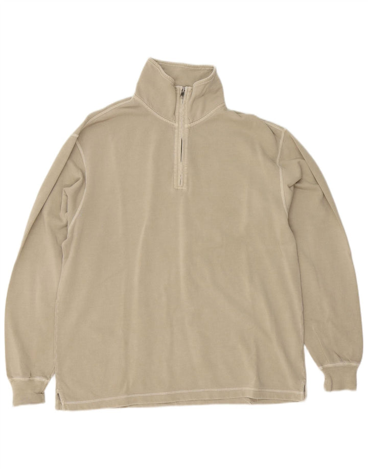 Lands End - Sudadera con cuello y cremallera para hombre, ajuste regular, talla 38/40, color beige medio