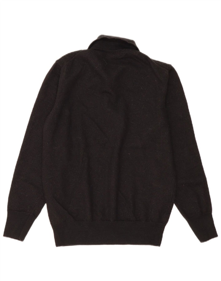 Zara Mujer Polo Cuello Jersey Suéter UK 12 Mediano Lana Negra