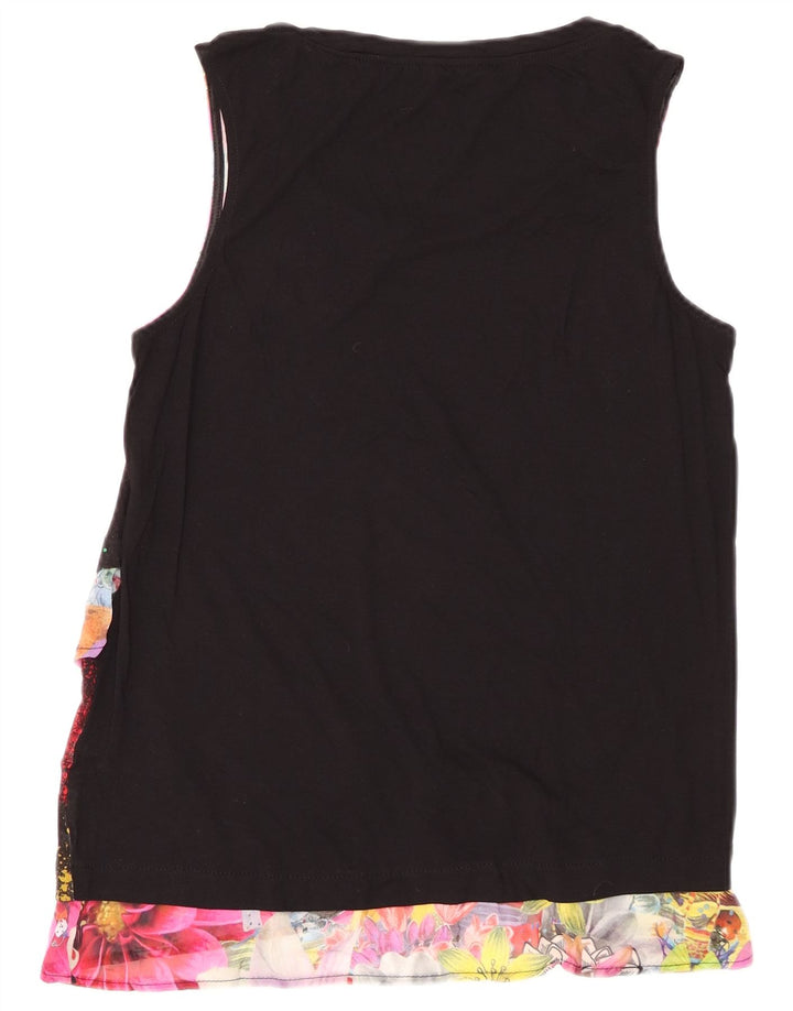 DESIGUAL Blusa sin mangas gráfica para mujer Top UK 40 Medium Black Floral