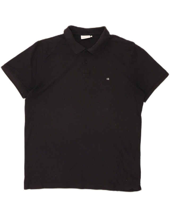 CALVIN KLEIN Polo para hombre grande de algodón negro