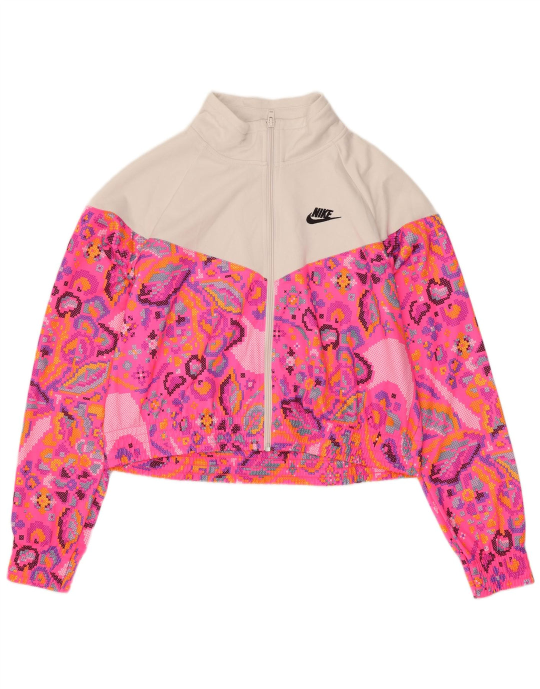 Nike - Chaqueta de chándal para mujer, talla grande, color rosa, poliéster geométrico