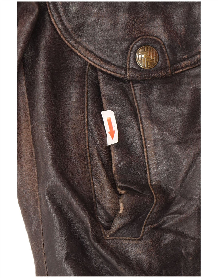 Vintage chaqueta de cuero para hombre Reino Unido 44 2XL cuero negro