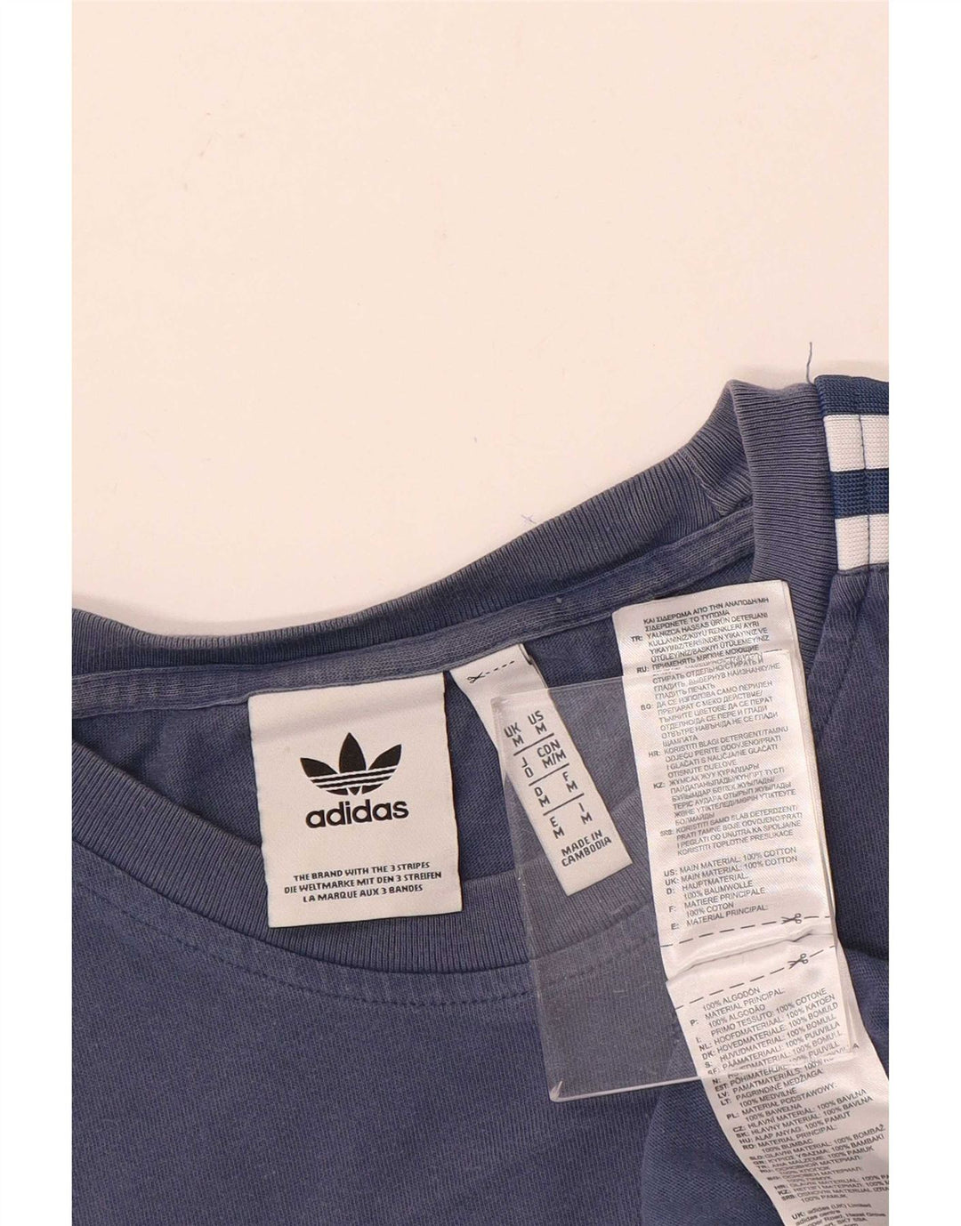 Adidas Hombre Camiseta Gráfica Top Algodón Azul Medio