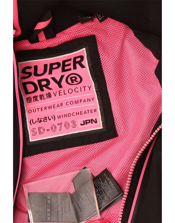 Superdry Chaqueta cortavientos con capucha Windcheater para mujer, talla 40, talla M, color negro