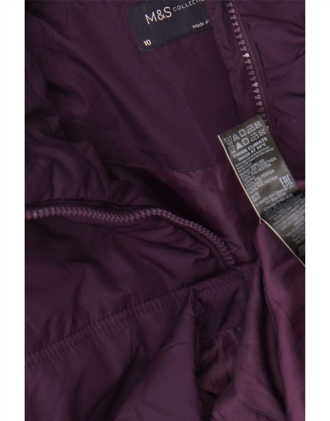 Marks & Spencer Abrigo acolchado para mujer UK 10 Small Púrpura Poliéster