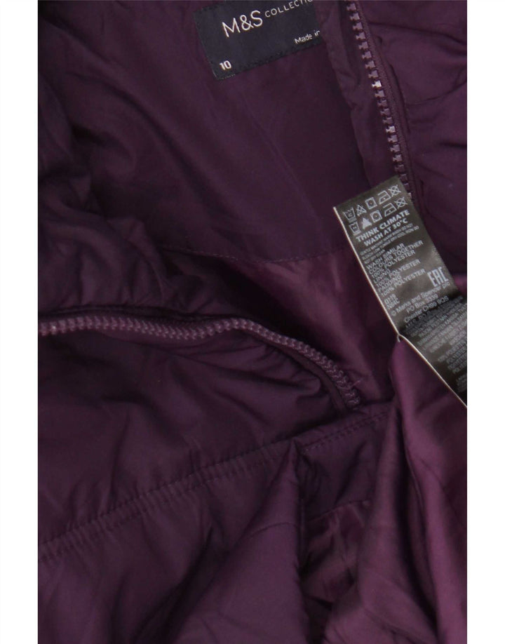 Marks & Spencer Abrigo acolchado para mujer UK 10 Small Púrpura Poliéster