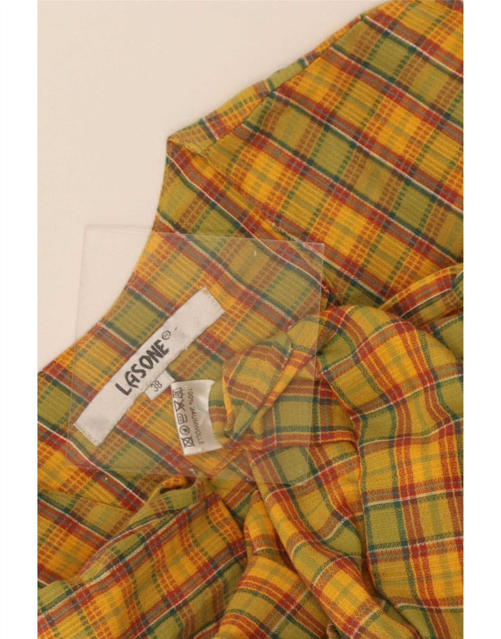 Vintage Mujer Utility Gilet EU 38 Medio Multicolor Check Algodón