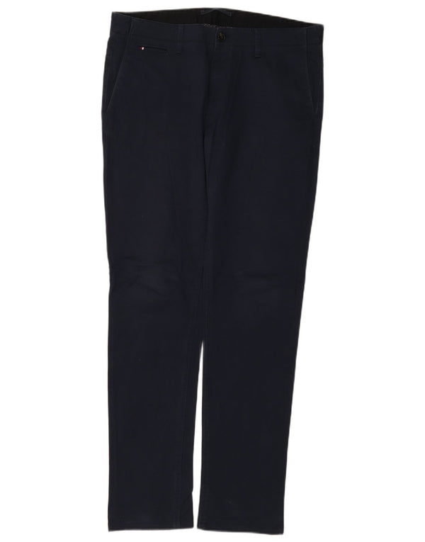 Zara Mens Slim Chino Pantalones EU 42 Large W32 L30 Azul Marino Algodón
