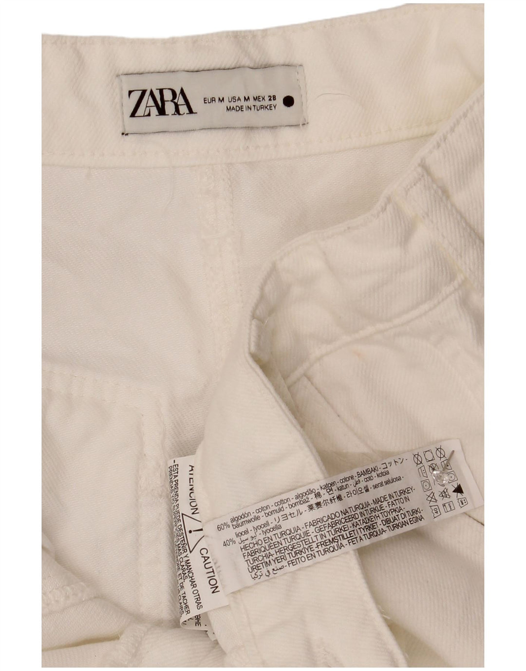 Zara Mujer Falda Midi Vaquera Mediana W30 Algodón Blanco