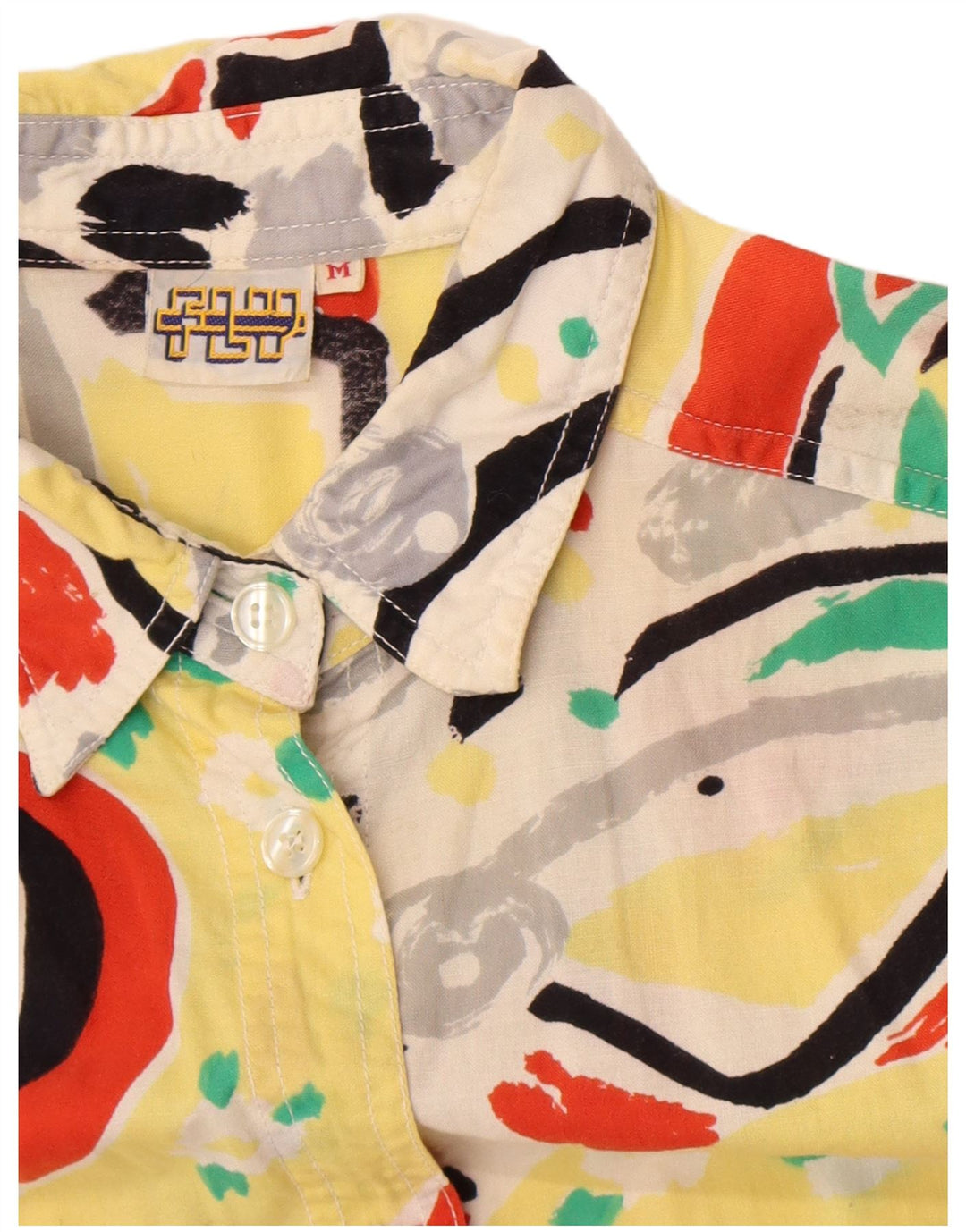 Vintage mujer camisa de gran tamaño blusa Reino Unido 14 medio multicolor geométrico