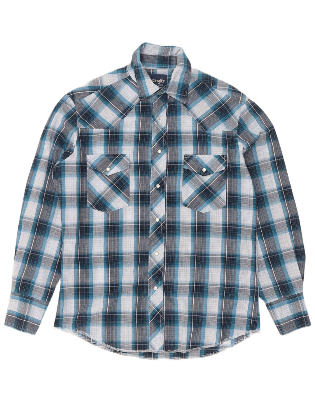 Camisa Wrangler Hombre De Algodón A Cuadros Azul Medio