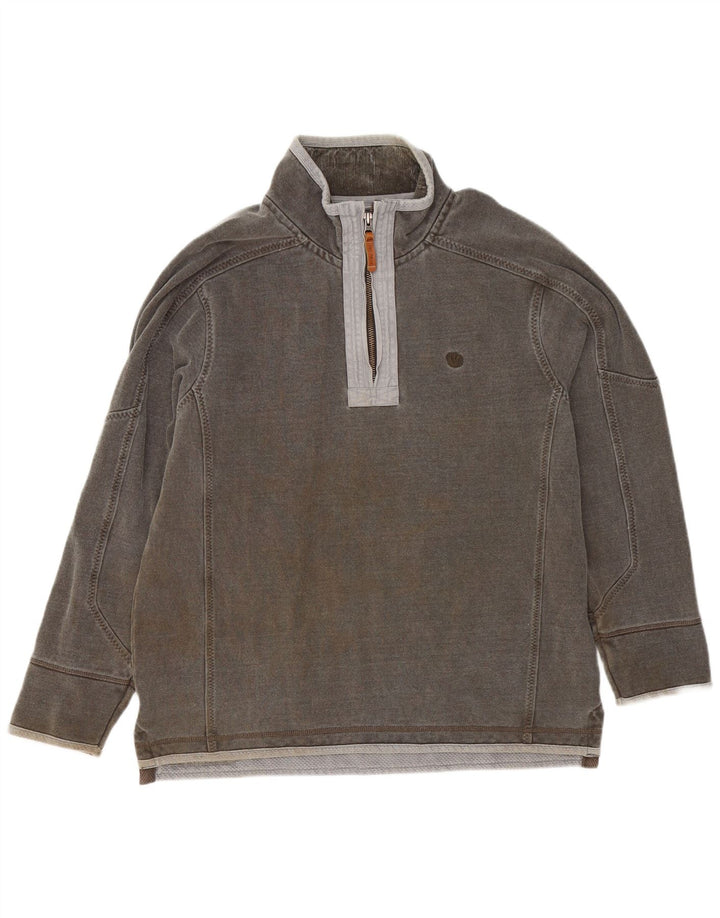 Sudadera con capucha y cuello con cremallera para hombre de Fat Face, jersey grande de algodón gris