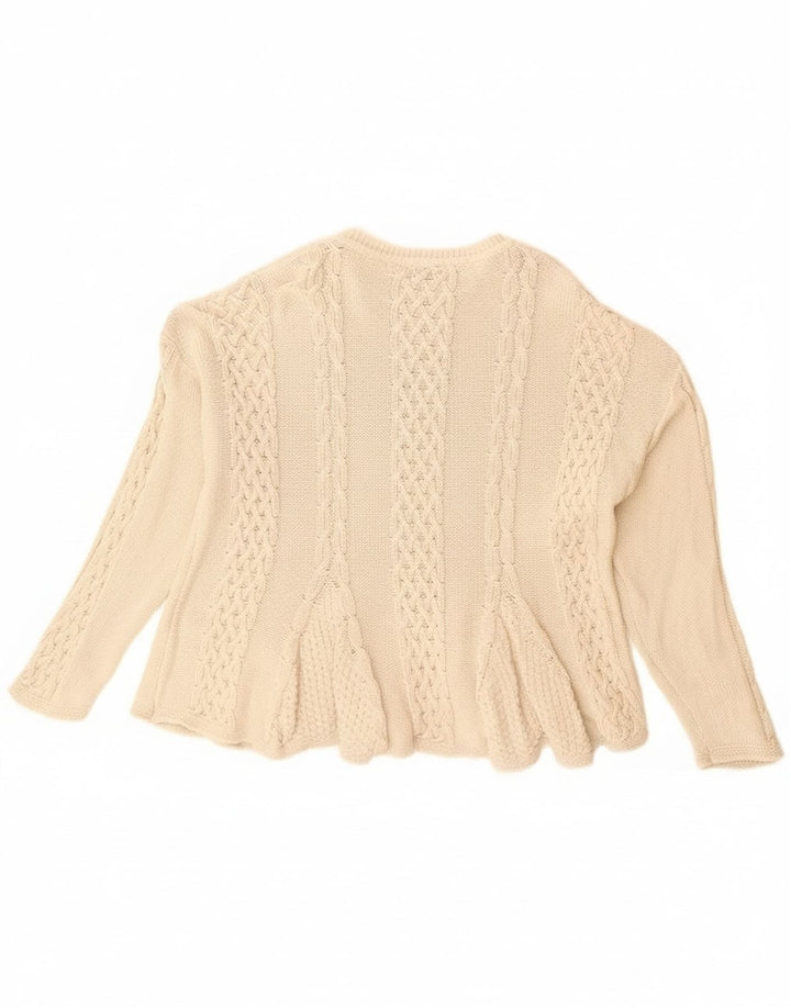 Sisley Suéter tipo jersey con cuello redondo y elegancia relajada para mujer UK 44 Medium Beige