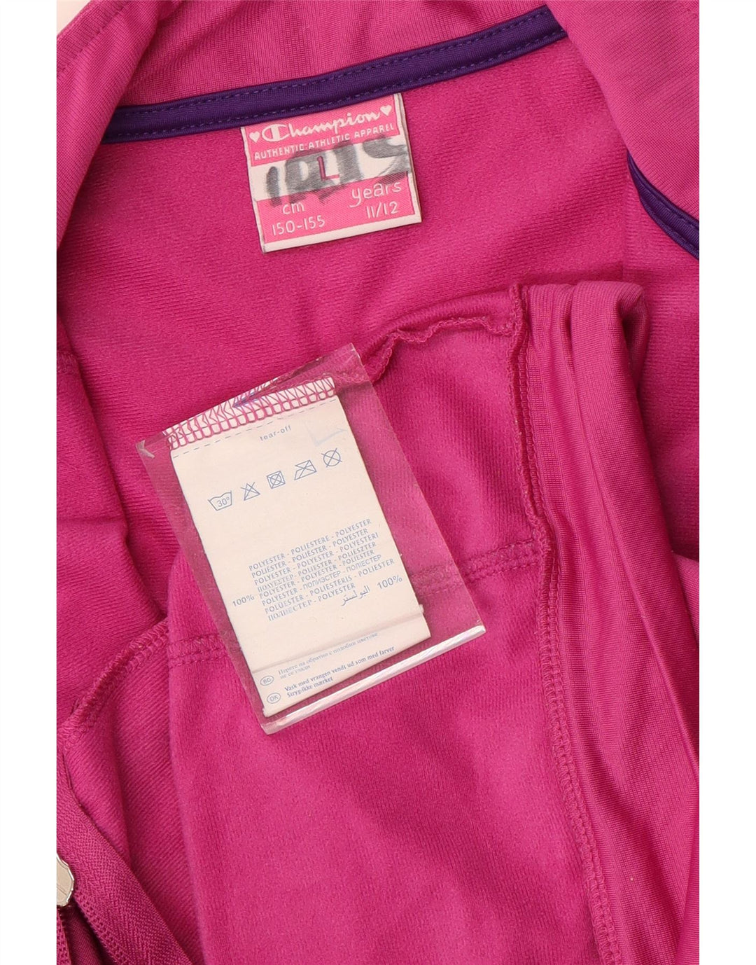 CHAMPION Chaqueta superior de chándal con gráfico para niñas 11-12 años Grande Rosa