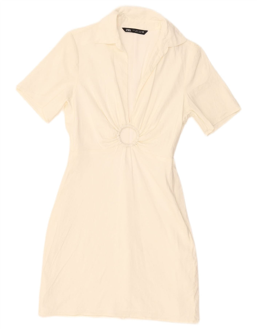 ZARA Vestido tubo de manga corta para mujer UK 40 Small Off White Viscosa