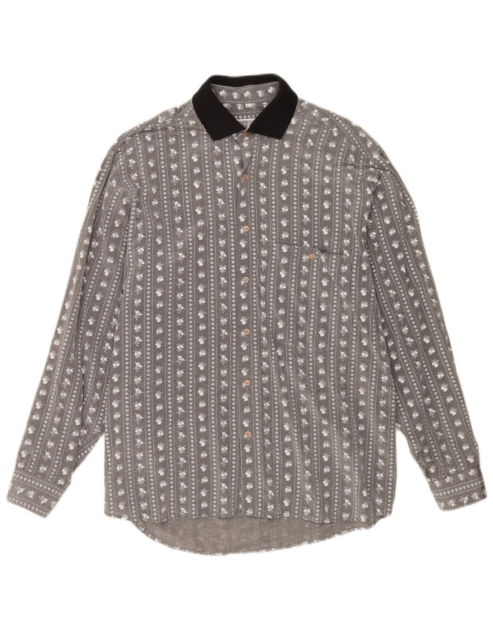 Camisa Mac para hombre grande gris floral