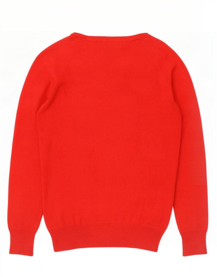 Zara Mujer Cárdigan Suéter UK 12 Mediano Rojo Algodón