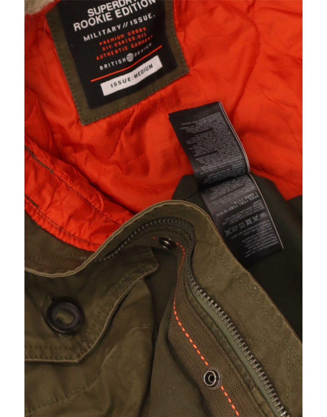 Superdry Parka con capucha para hombre, talla 38, algodón caqui mediano