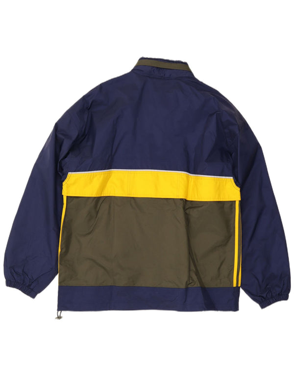 Adidas Chaqueta impermeable con capucha para hombre UK 40/42 Medium Azul marino Colorblock