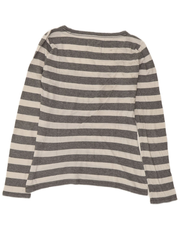 Hollister Mujer Top Manga Larga UK 42 Gris Medio Rayas