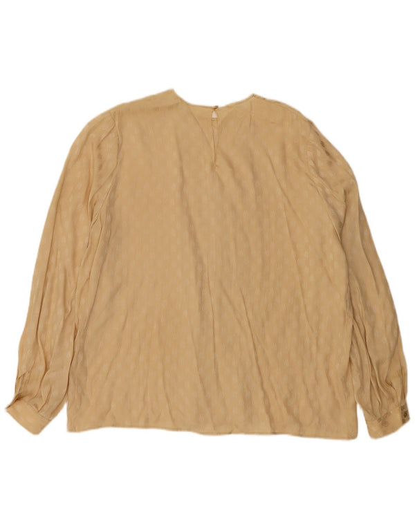Vintage mujer patrón abstracto blusa de manga larga Top UK 18 XL Beige