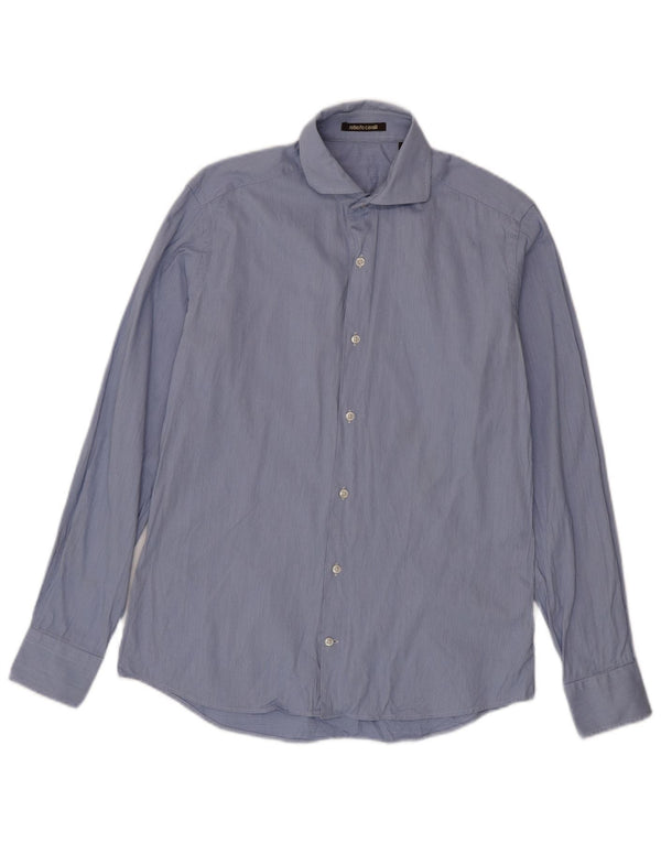 Camisa Roberto Cavalli Hombre Talla 39 Raya Azul Mediana