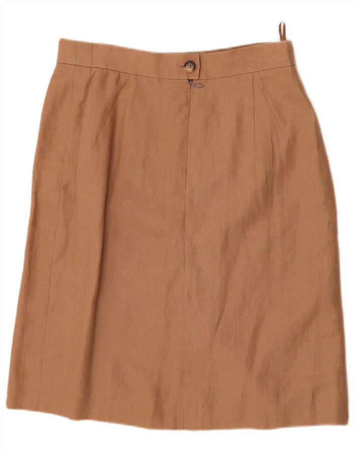 HERMES Falda recta para mujer IT 44 Mediana W30 Lino beige