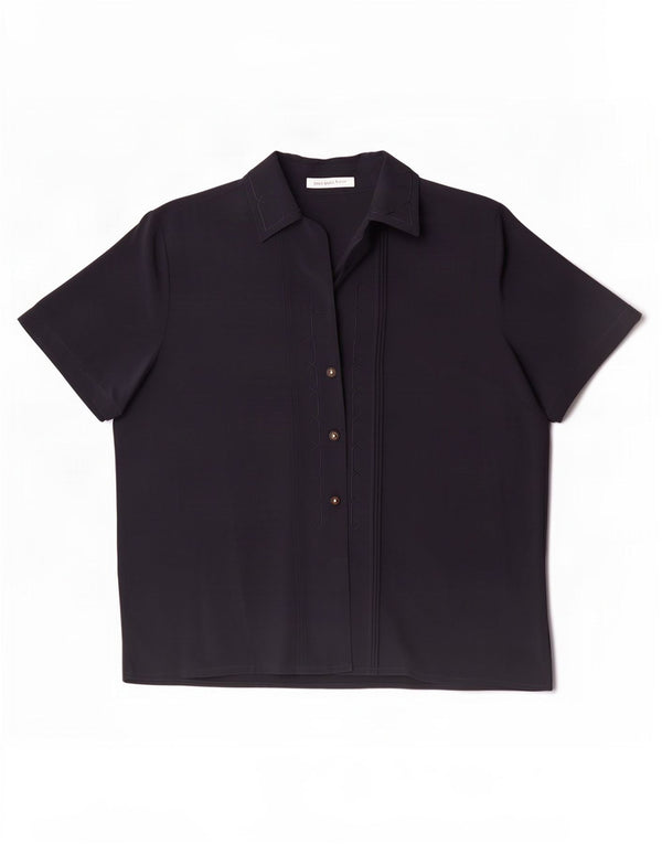 Jacques Vert Blusa de manga corta para mujer UK 20 2XL Poliéster azul marino