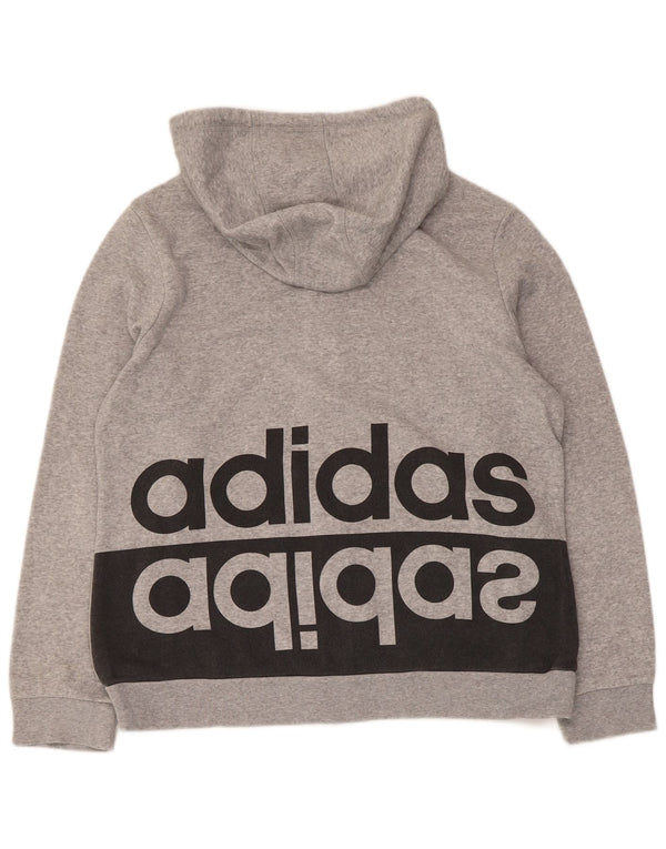 Adidas Sudadera con capucha y cremallera gráfica para mujer UK 40 XL Gris Colorblock Algodón