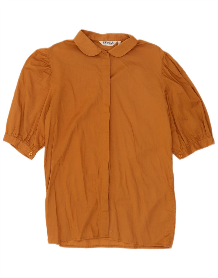 Blusa vintage de manga corta para mujer IT 42 Marrón medio