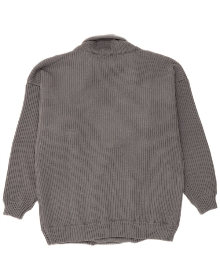 Vintage Hombres Cardigan Suéter XL Gris