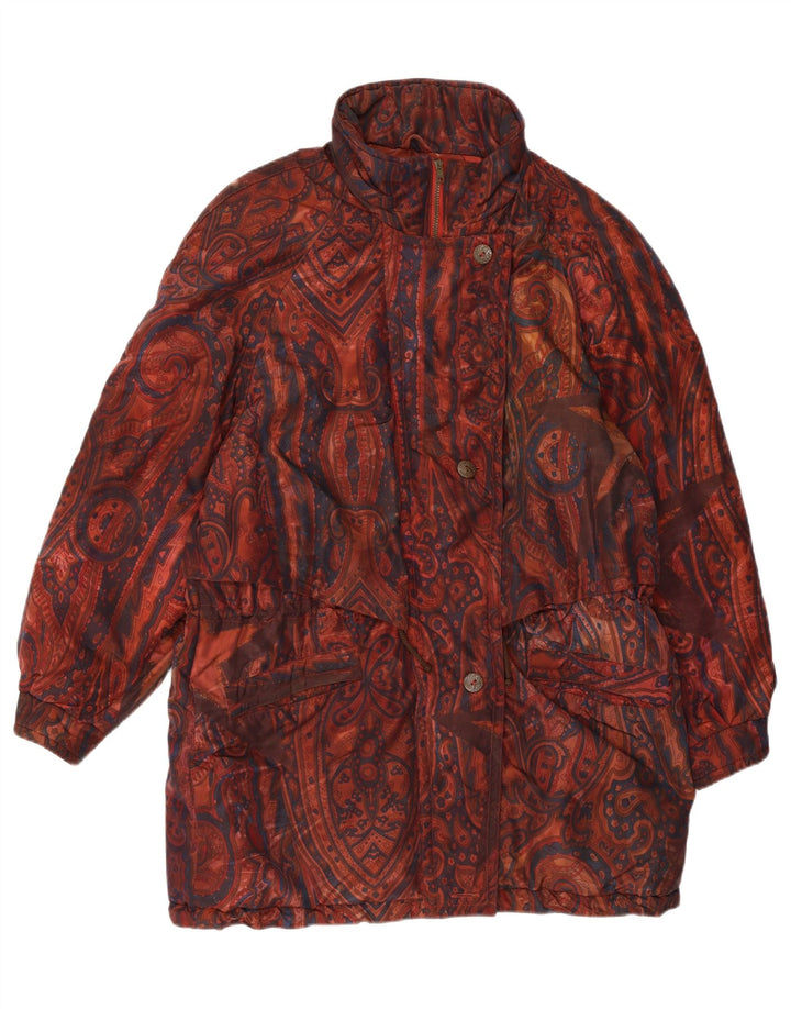 VINTAGE Womens Windbreaker Coat UK 18 XL Red Paisley Polyester