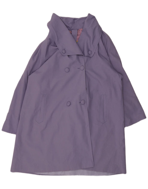 Vintage mujer doble pecho abrigo Reino Unido 22 2XL poliéster púrpura