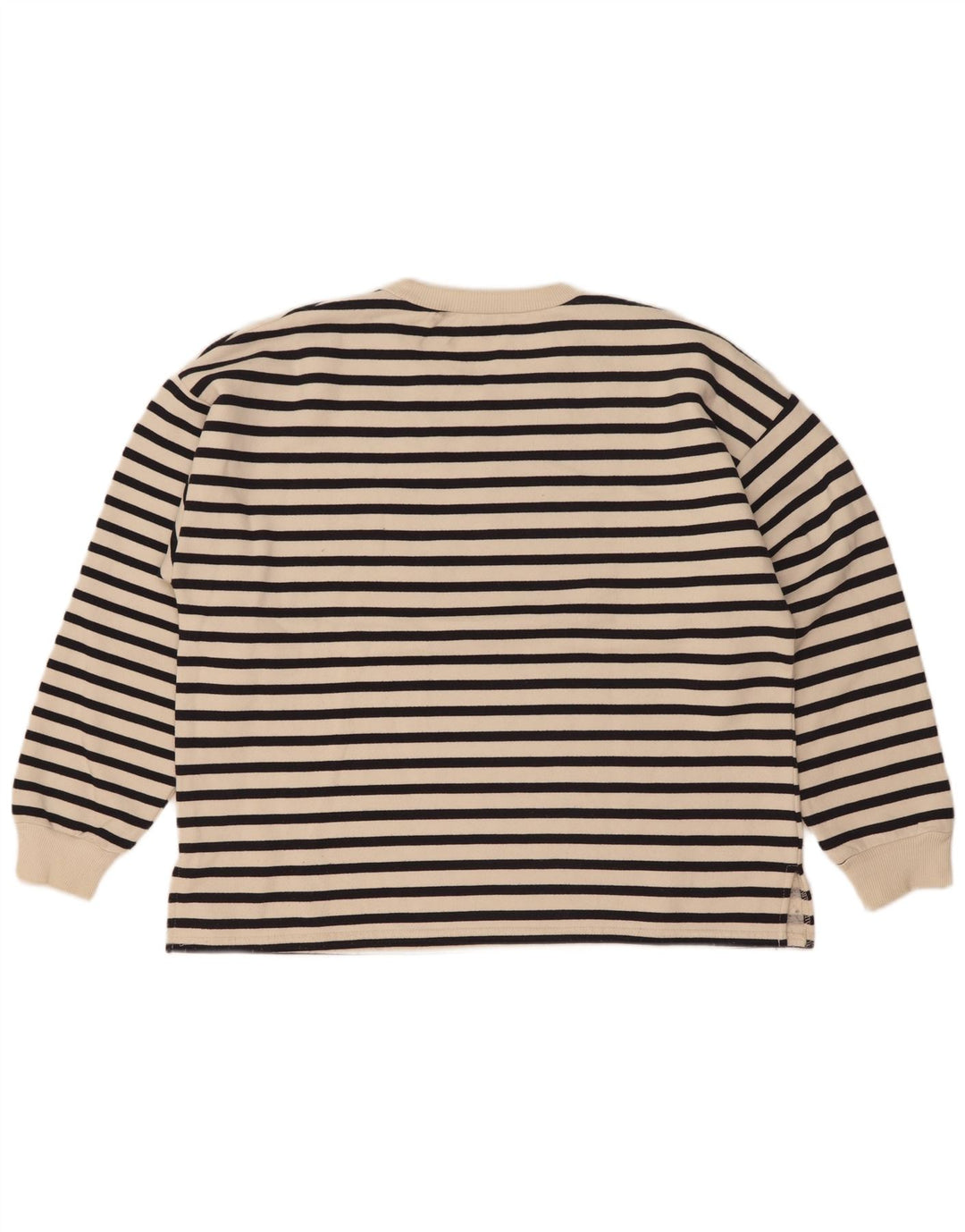 Zara Mujer Sudadera Oversize Jersey UK 40 Mediano Off White Rayas