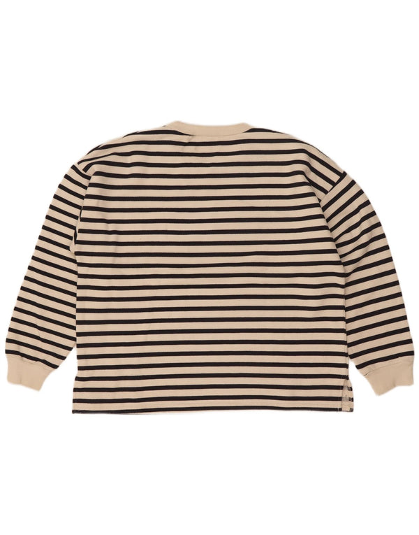 Zara Mujer Sudadera Oversize Jersey UK 40 Mediano Off White Rayas