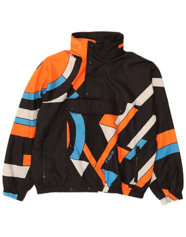 Brugi Chaqueta anorak holgada con capucha para hombre UK 38 Medium Black Geométrico