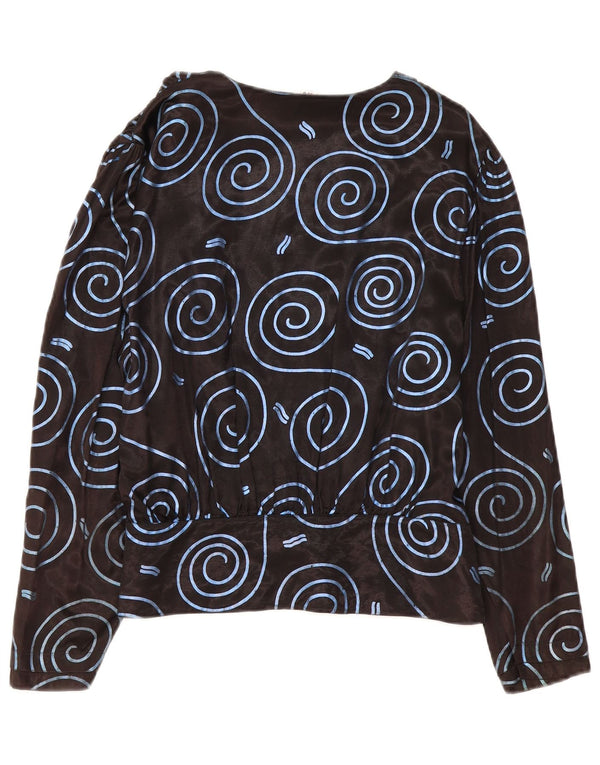 TRU Blusa camisera con patrón abstracto para mujer IT 42 Medium Black