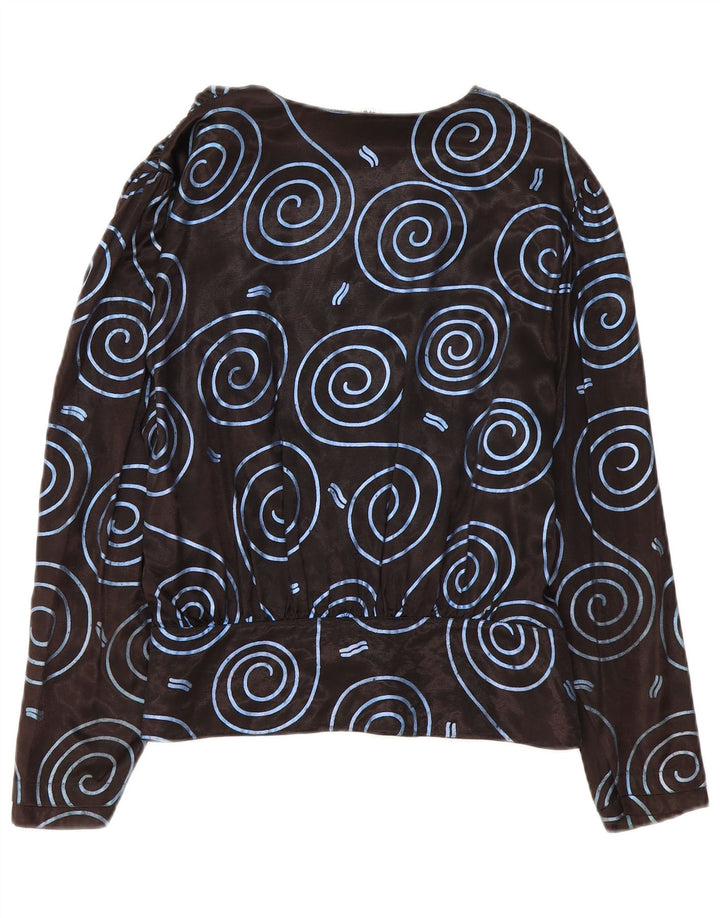 TRU Blusa camisera con patrón abstracto para mujer IT 42 Medium Black