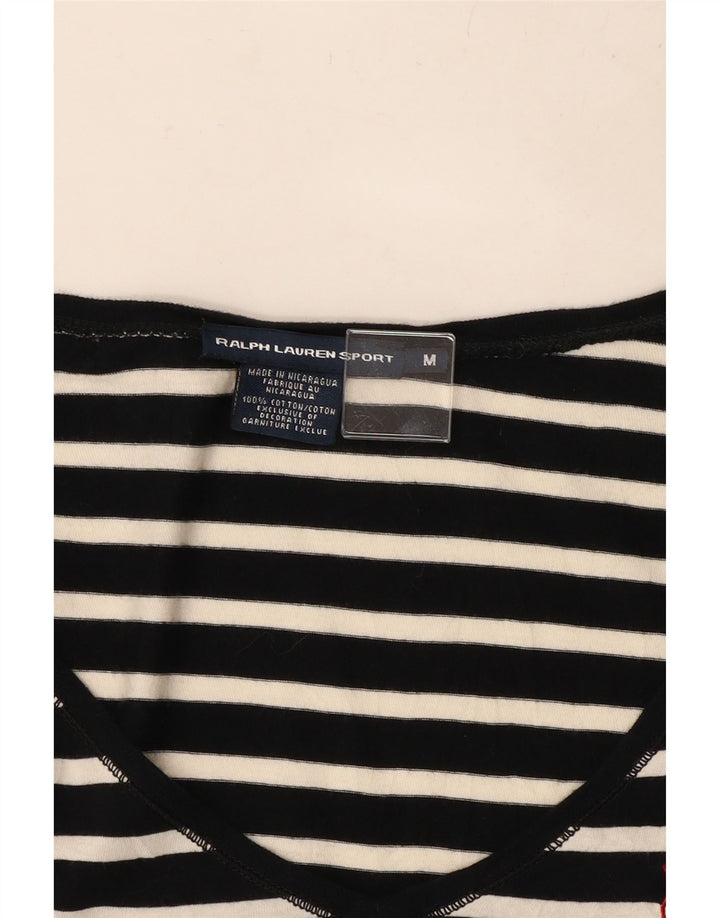 Ralph Lauren Top para mujer de manga larga UK 12 Algodón a rayas negro mediano