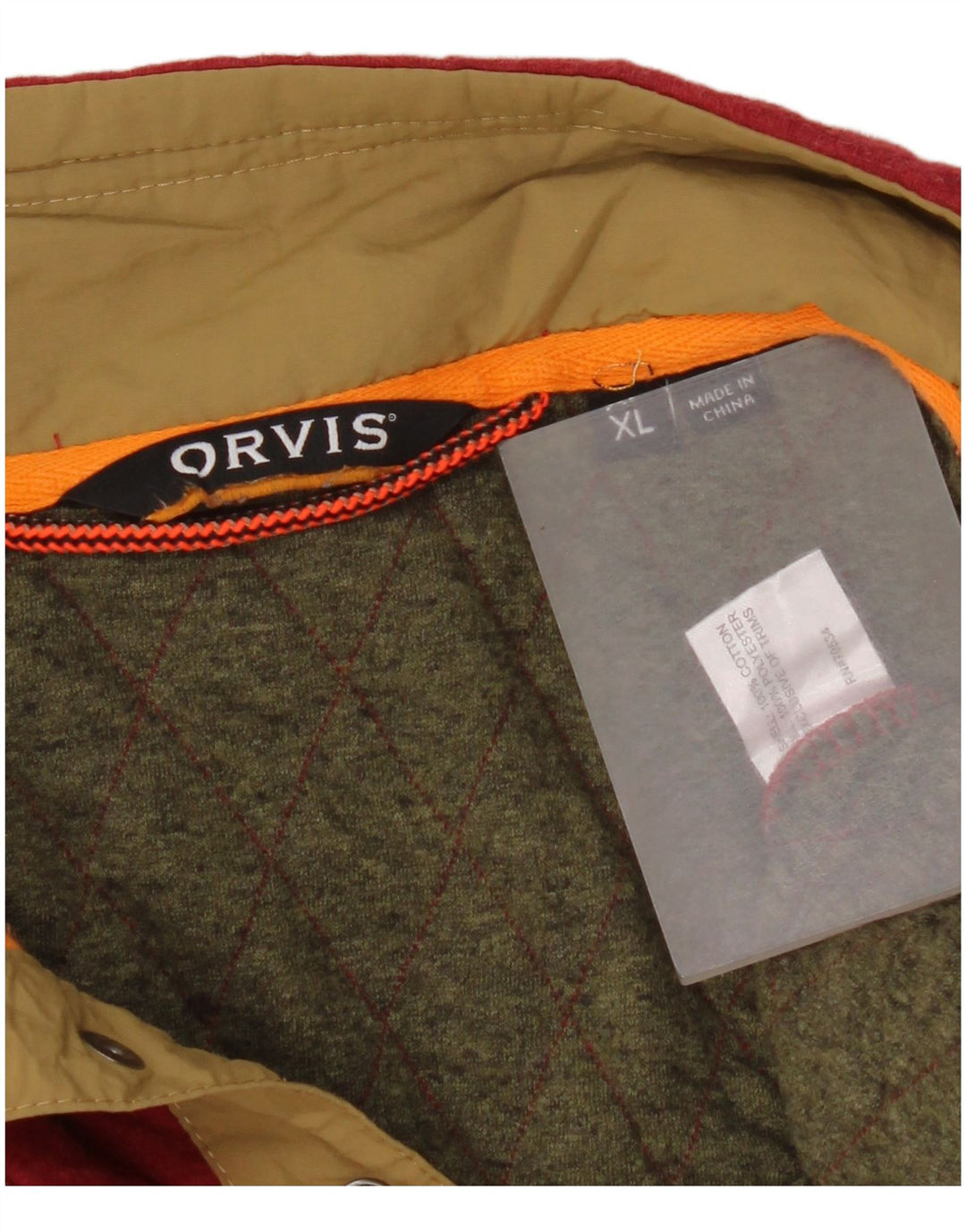 Orvis Hombre Botón Cuello Sudadera Jumper XL Rojo Algodón
