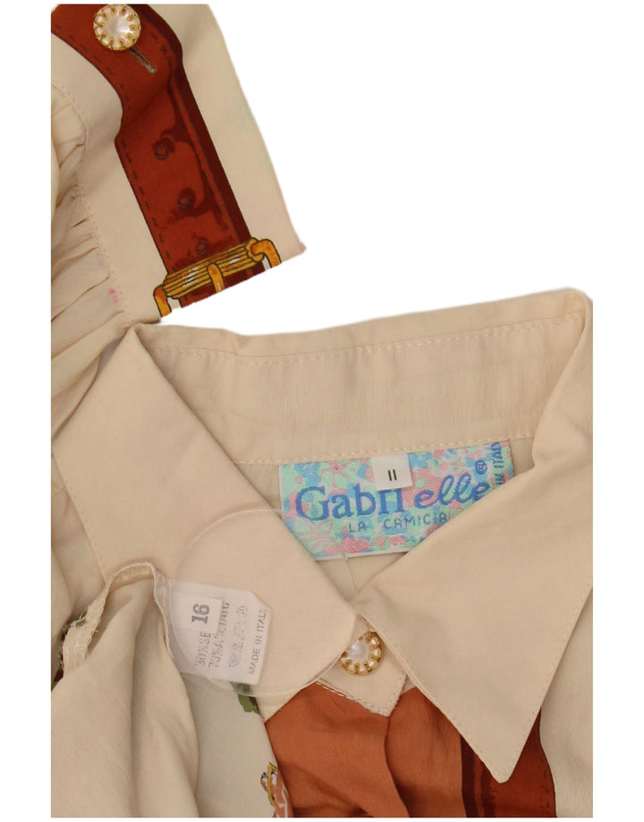 GABRI ELLE LA CAMICIA Blusa camisera gráfica para mujer UK 40 Large Off White