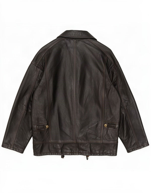 Braschi Chaqueta de cuero holgada para hombre UK 38 Marrón medio